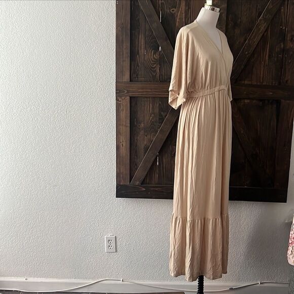 NWT Boho V Neck Short Sleeve Batwing Style Casual Loose High Waist Beach Dress - Picture 7 of 14